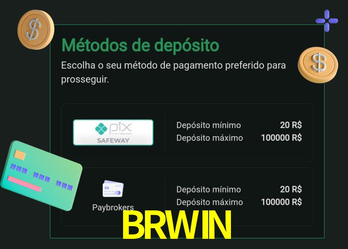 O cassino BRWIN oferece uma grande variedade de métodos de pagamento